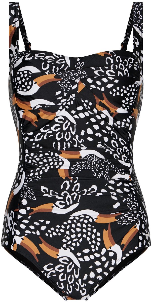 Pastunette - Badpak - Tropic Toucan - Zwart - Corrigerend - Maat 44
