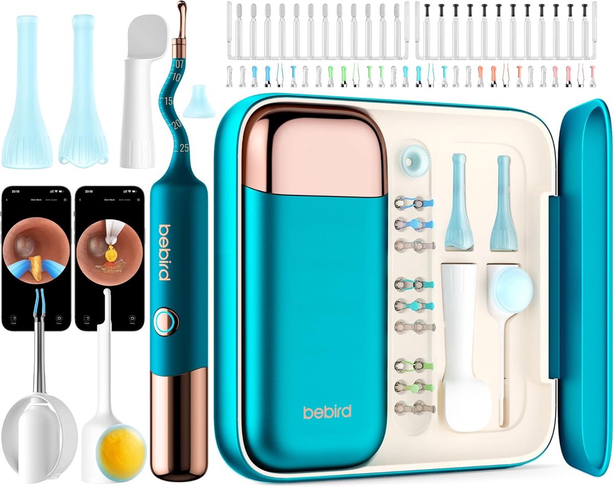 2026 nieuwste model Bebird Oorreiniger Smart Visual Ear Cleaner- Flexibele oorreinigingsinstrument met camera en 30 vervangpunten- Slimme oorreiniger- Bluetooth - Neus - Mond - Reizen - Reis - Hoesje- Travel - Otoscope - Tweezer - Oorreiniger