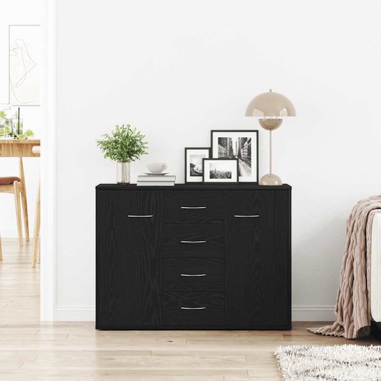 vidaXL - Buffet - 88x30x64 - cm - traité - bois - noir - couleur chêne