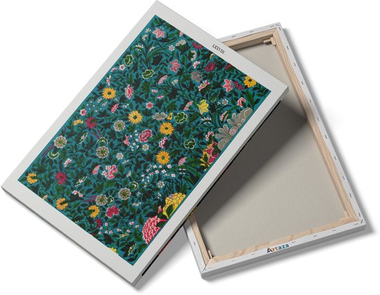 Artaza Canvas Schilderij Bloemen - 60x90 cm - Vintage Wanddecoratie - Muurdecoratie Bloemenpatroon - Japandi Schilderijen Op Canvas - Roze