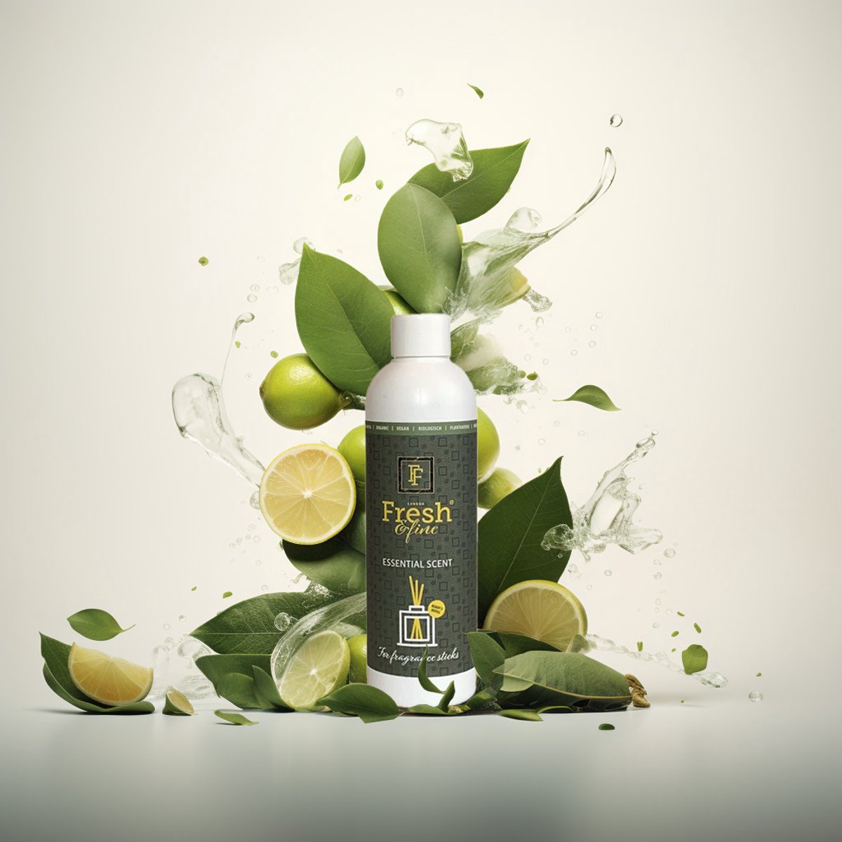 Fresh&Fine Geurvloeistof voor Geurstokjes – Essential Blend 100 ml – Natuurlijke olie met 37 essentiële oliën – Luchtzuiverend & geur verwijderend
