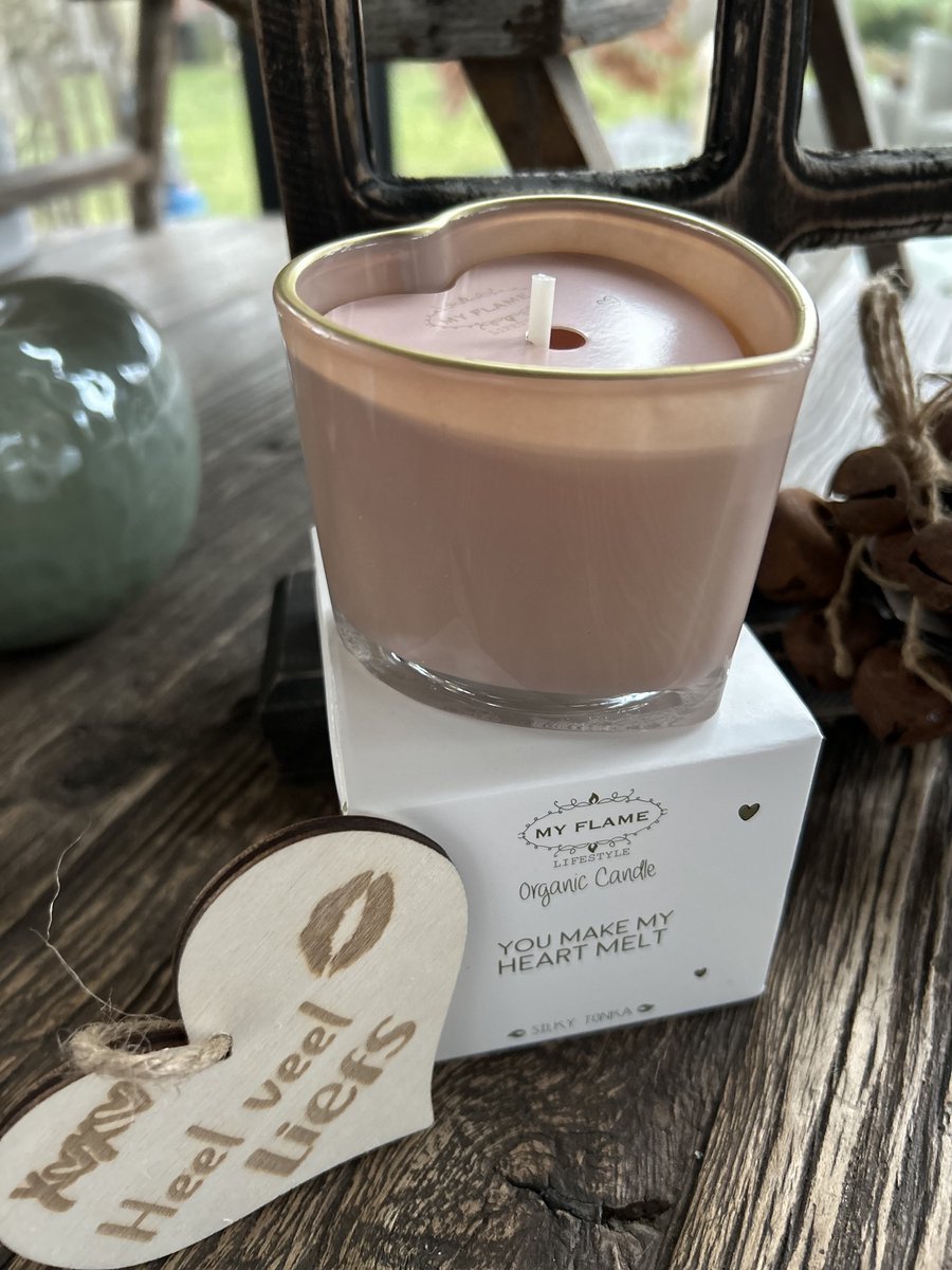 Creaties van hier Sojakaars hartje You make my heart melt met houten hartje - 9 cm - Glas
