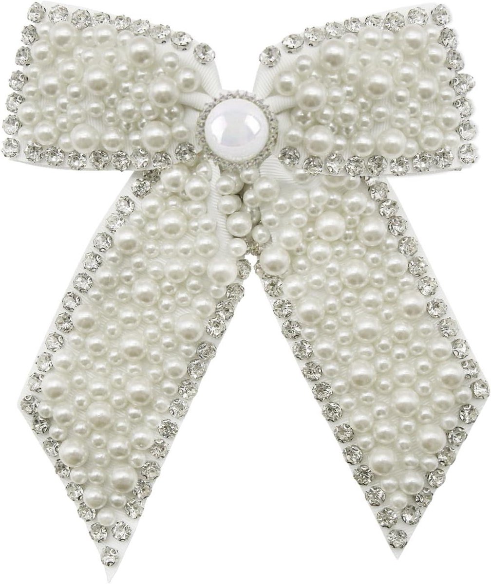 Parel haaraccessoires voor vrouwen - witte parel vlinder haarspeld met strass details