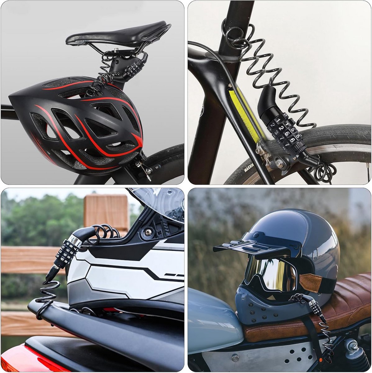 2 stuks Fietsslot met cijferslot - Helmslot - 150 CM - Kettingslot fiets - Fietsbeveiliging - Klein Fietsslot - Mountainbike en Racefiets Slot Lichtgewicht - Compact Cijferslot: Fiets, Helm, Bagage – foto 8