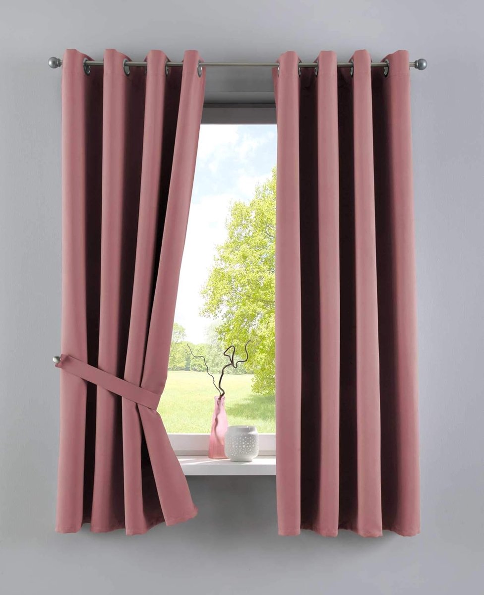 Famanu Gordijnen ondoorzichtig oudroze H x B 160 x 140 cm 2-pack thermische gordijnen verduisteringsgordijn verduisterende oogjes geluidsisolerend Öko-Tex UV-bescherming vouwhouder