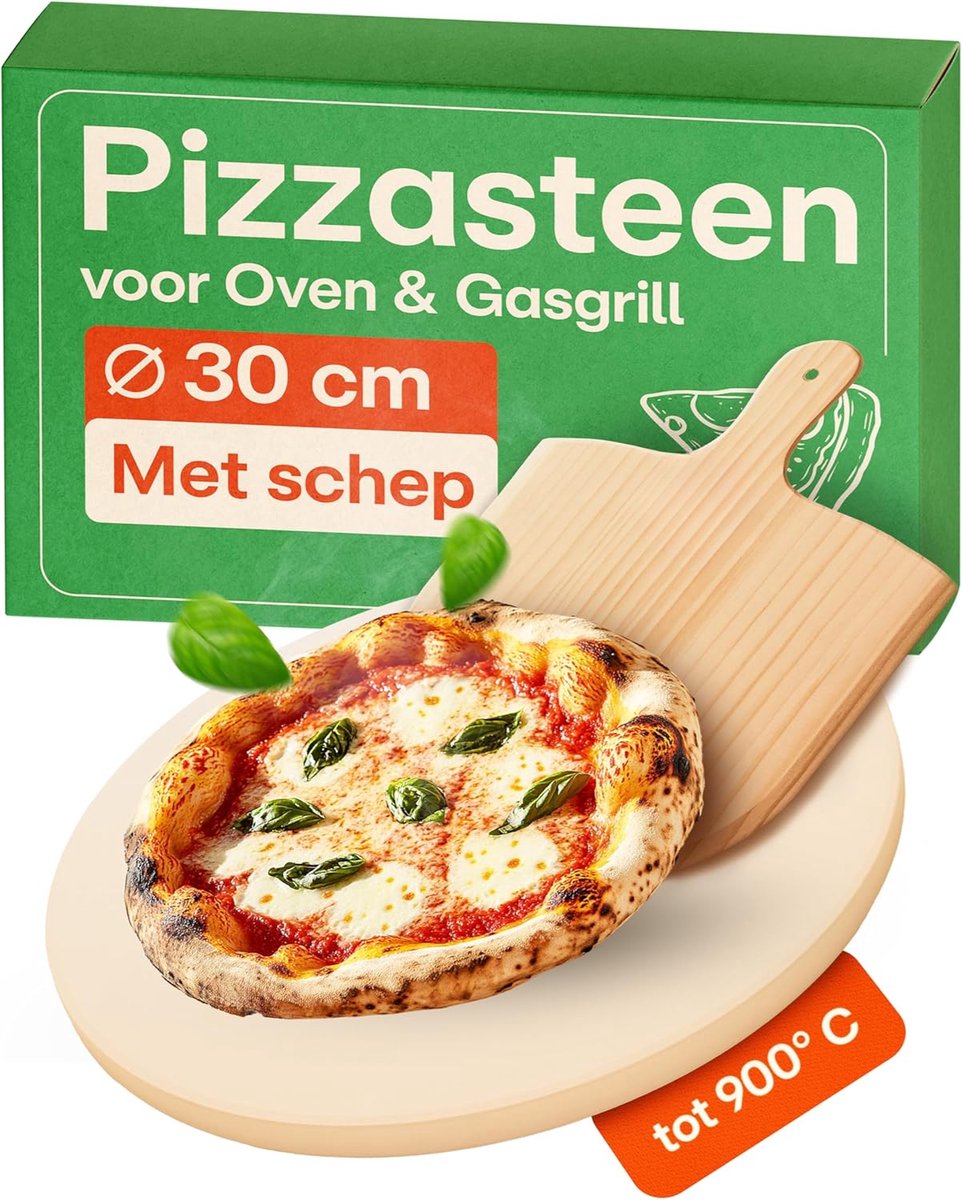 Pizzasteen bbq - Cordierietsteen - Pizzasteen voor de oven - Beige - 30cm x 30cm x 2cm