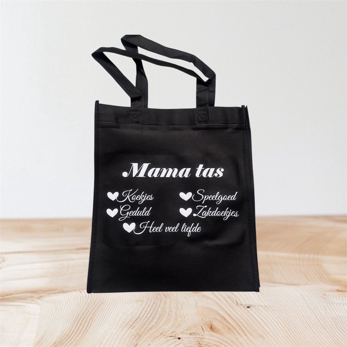 Cadeau tas - Moederdag- Verjaardag - bedankt - zwart - non-woven - 27 x 30 cm
