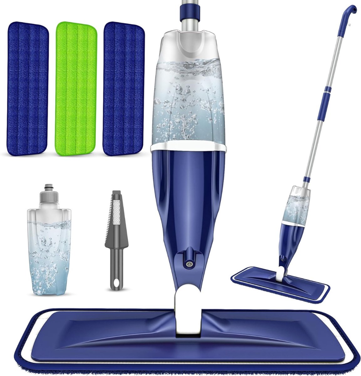 Aurixi® Dweil Met Spray - Dweil - Mop - Blauw - 43cm x 17cm x 135cm
