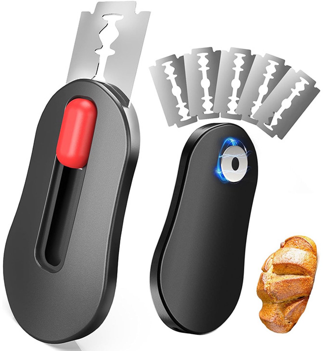 Daity 1-pack - Broodsnijmachine - Zuurdesemsnijmachine - Inclusief 5 messen, zwart