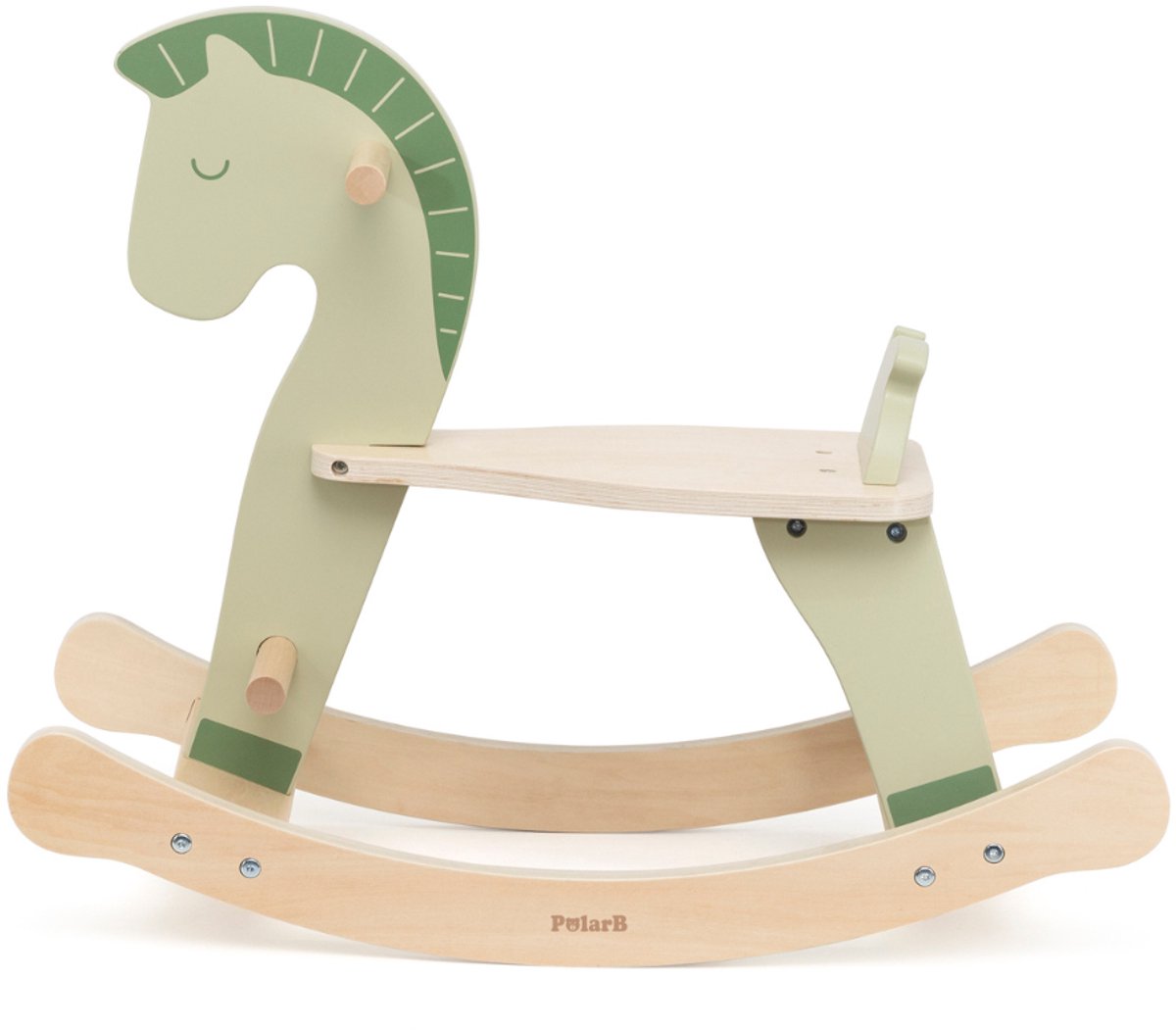 PolarB Houten Hobbelpaard – Met Rugleuning, Handvatten & Voetsteunen – Groen