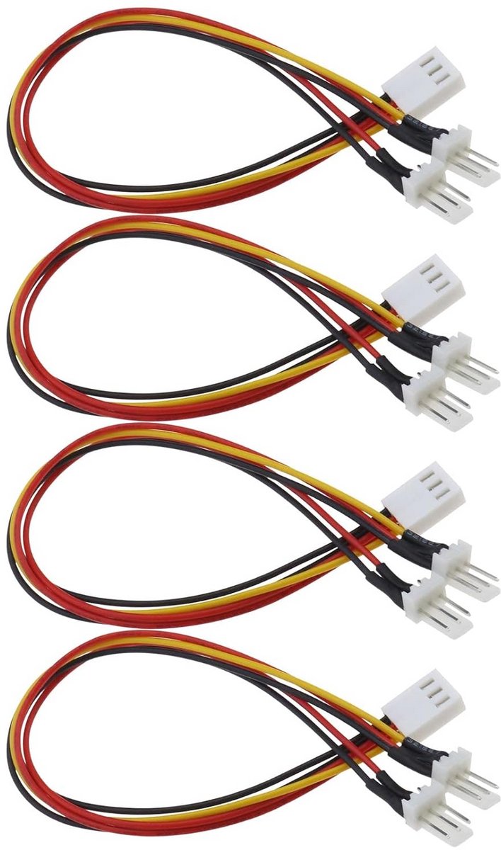 4 Stuks PC Ventilator Splitter Kabel 3-Pin CPU/Case Fan Verlengsnoer 22cm