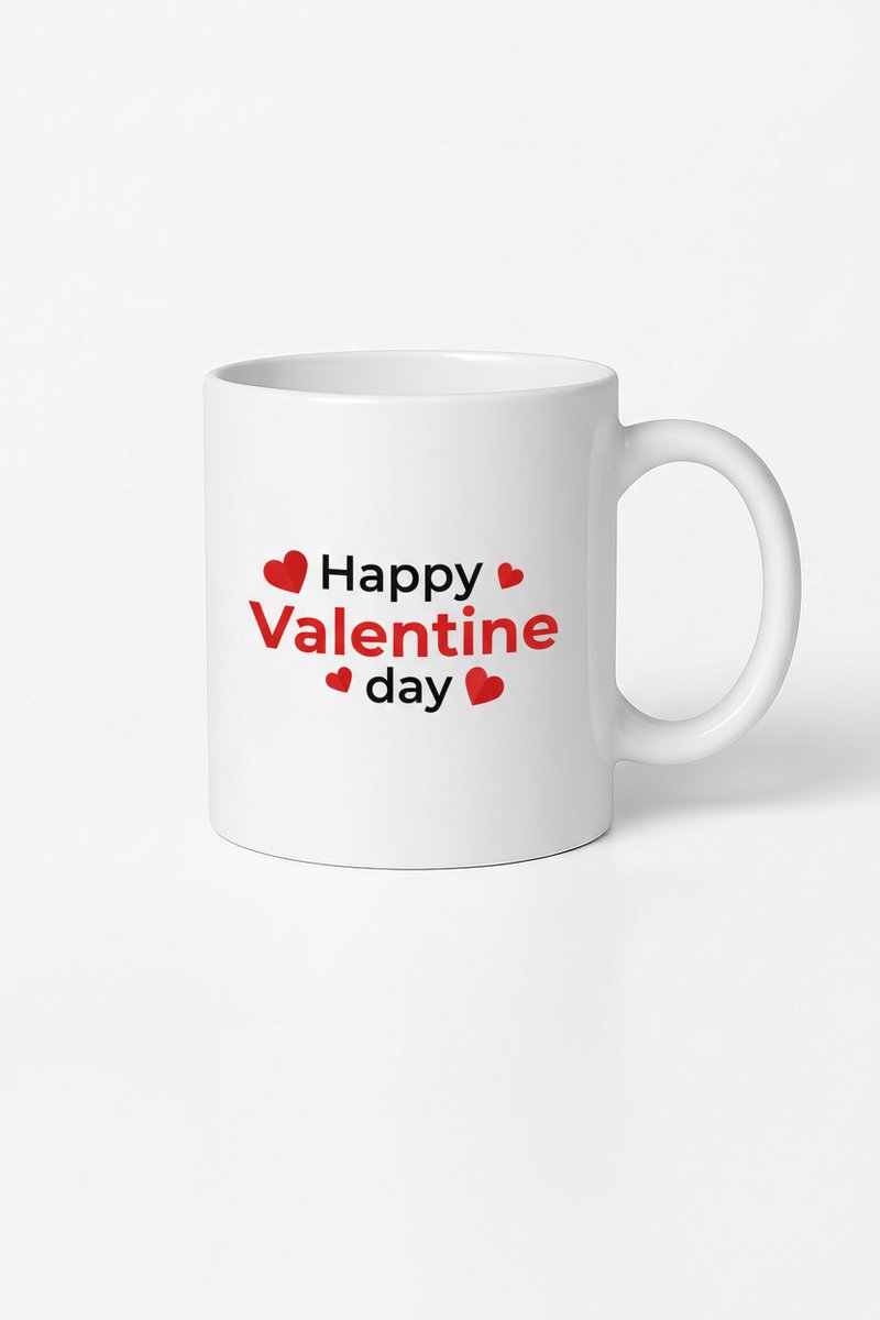Valentijnsdag Mok - 'Happy Valentine Day' met Harten - Romantisch Cadeau