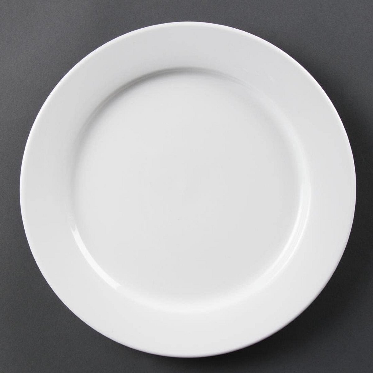 Set van 6 Grote Witte Porseleinen Borden met Brede Rand 28cm