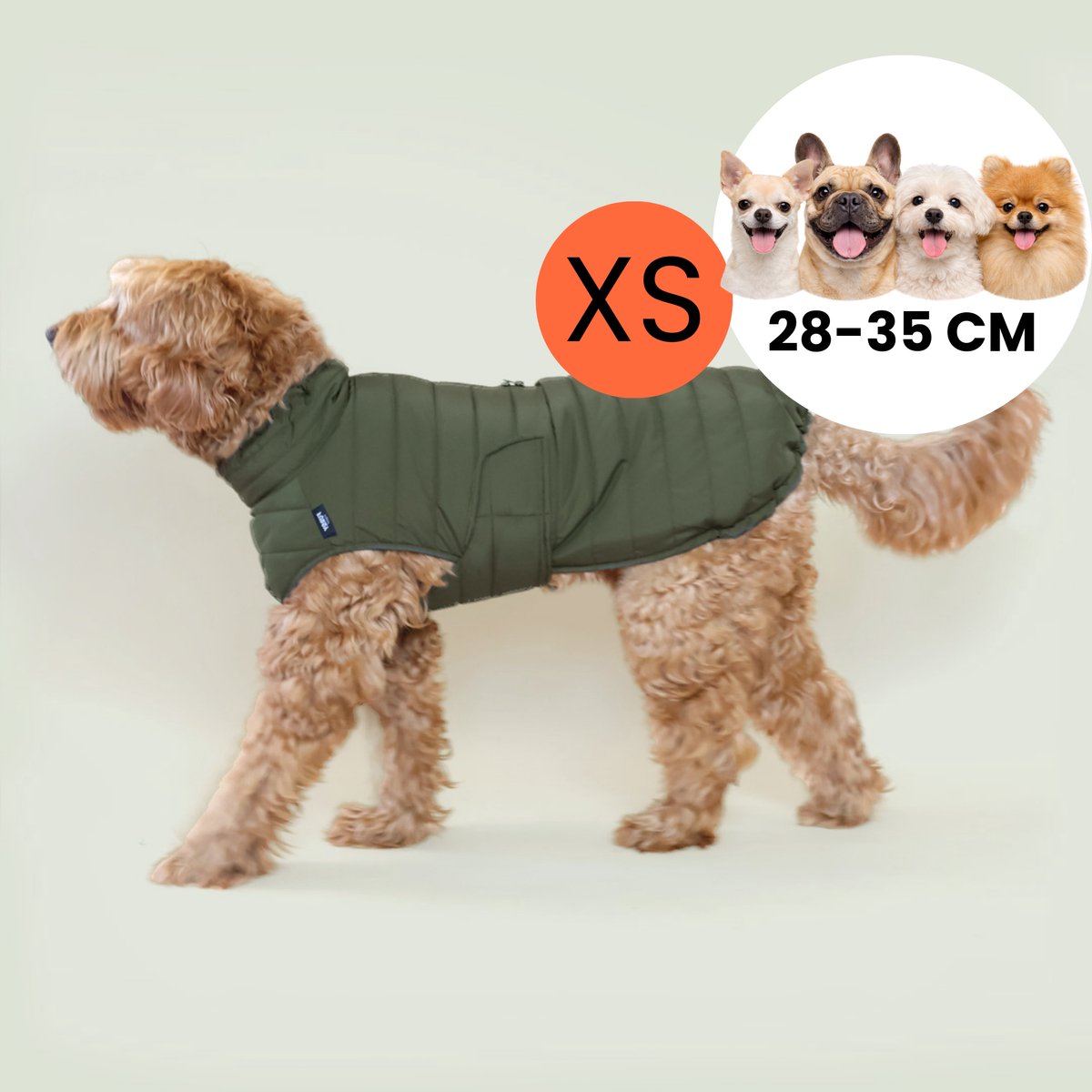 Furry Original® Honden Jas Waterdicht - Puffy Winter & Regenjas - XS 28-35 cm - Verstelbare Winterjas met Rits voor Tuig - Lichte Hondenjasjes voor Teckel & Kleine Hond - Snel aan/uit - Kleding