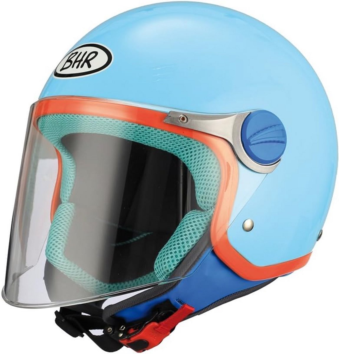 Kinder Motorhelm Maat 49/50 Lichtblauw - Veilige Jethelm met Micrometer Gesp