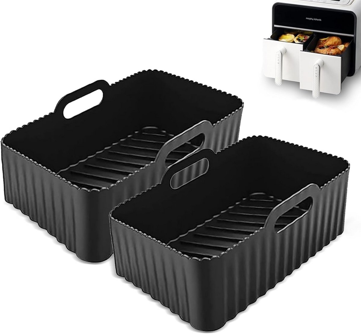 Airfryer Accessoires Siliconen Mandjes Hygiënisch Koken Herbruikbaar 2 stuks Grijs