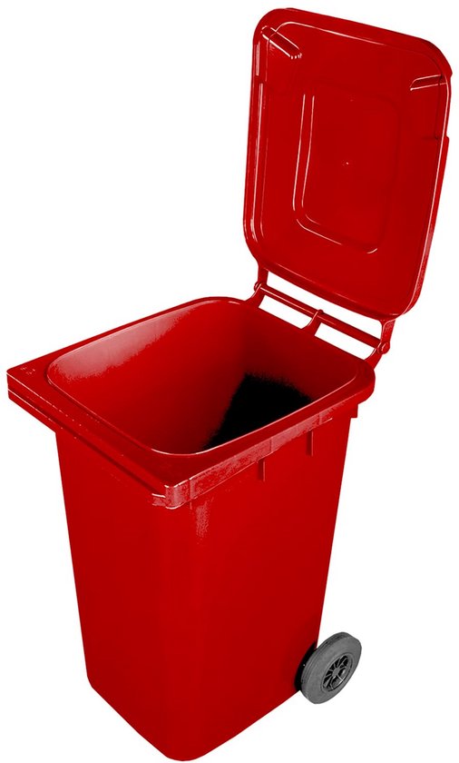 Grote Afvalcontainer met Wielen en Deksel - 240 Liter - Rood | bol