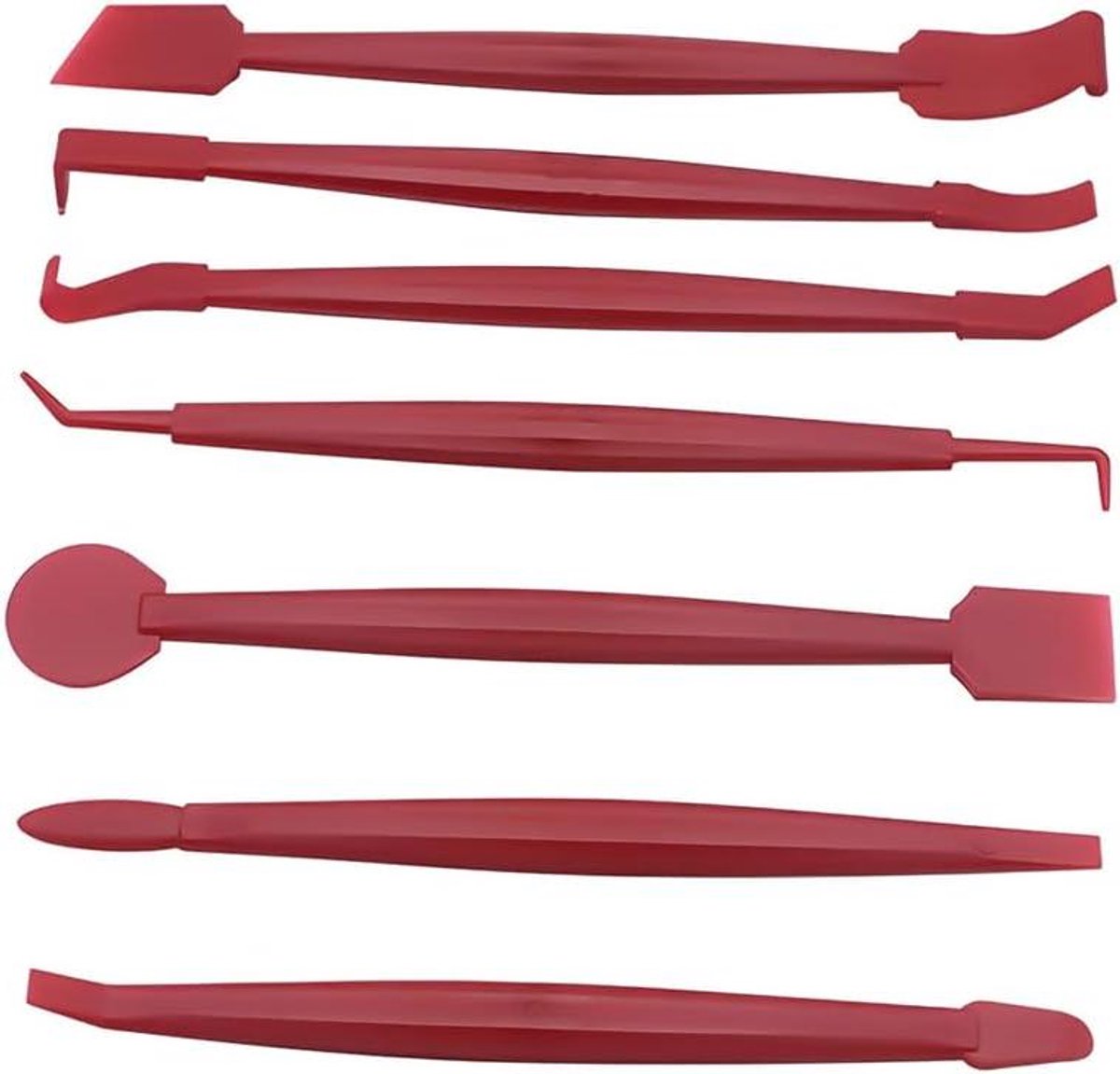 Wrap Edge Trim rakel - 7-delige set voor autofolieren - Mini vinyl wikkelgereedschap - Autoverpakking en raamkleuring - Rood