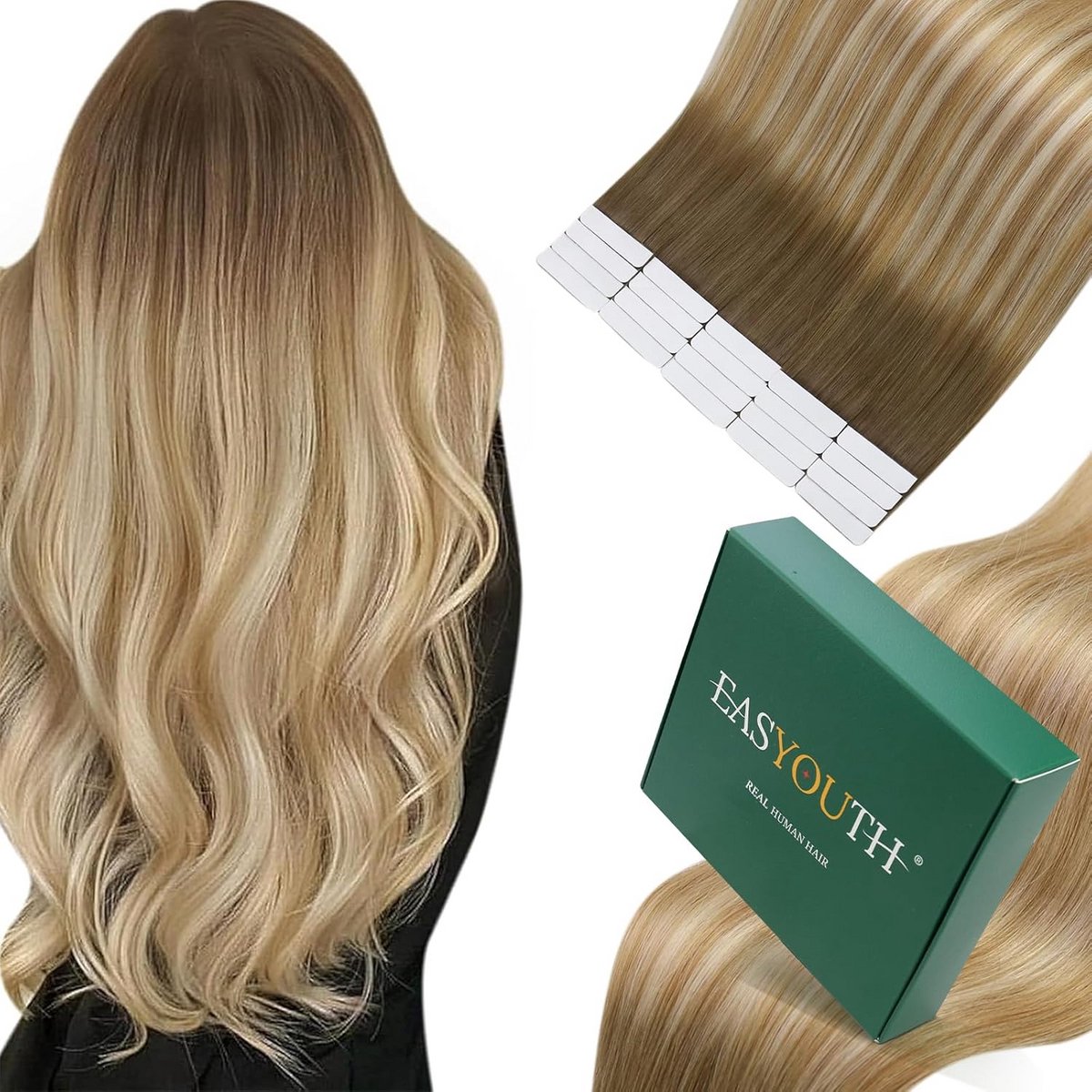Tape in haarverlenging van echt haar Remy 30cm 20 stuks