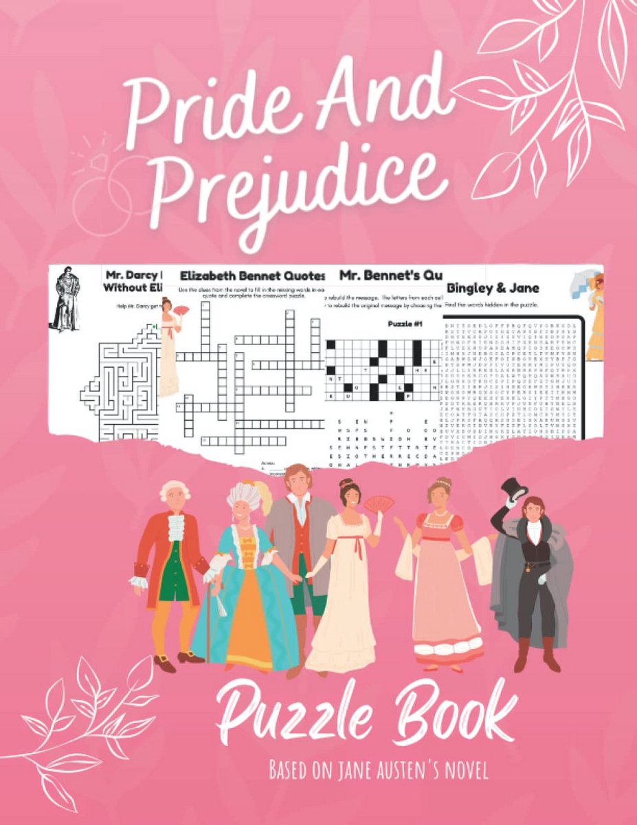 Puzzelboek Gebaseerd op Trots en Vooroordeel: Woordzoeker, Kruiswoordraadsel & Meer
