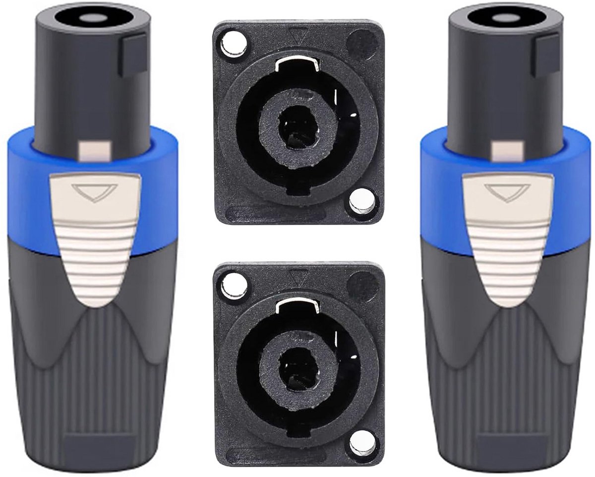 2-Pack 4-polige Luidsprekerstekker Set met Draaivergrendeling en Chassismontage Aansluitingen