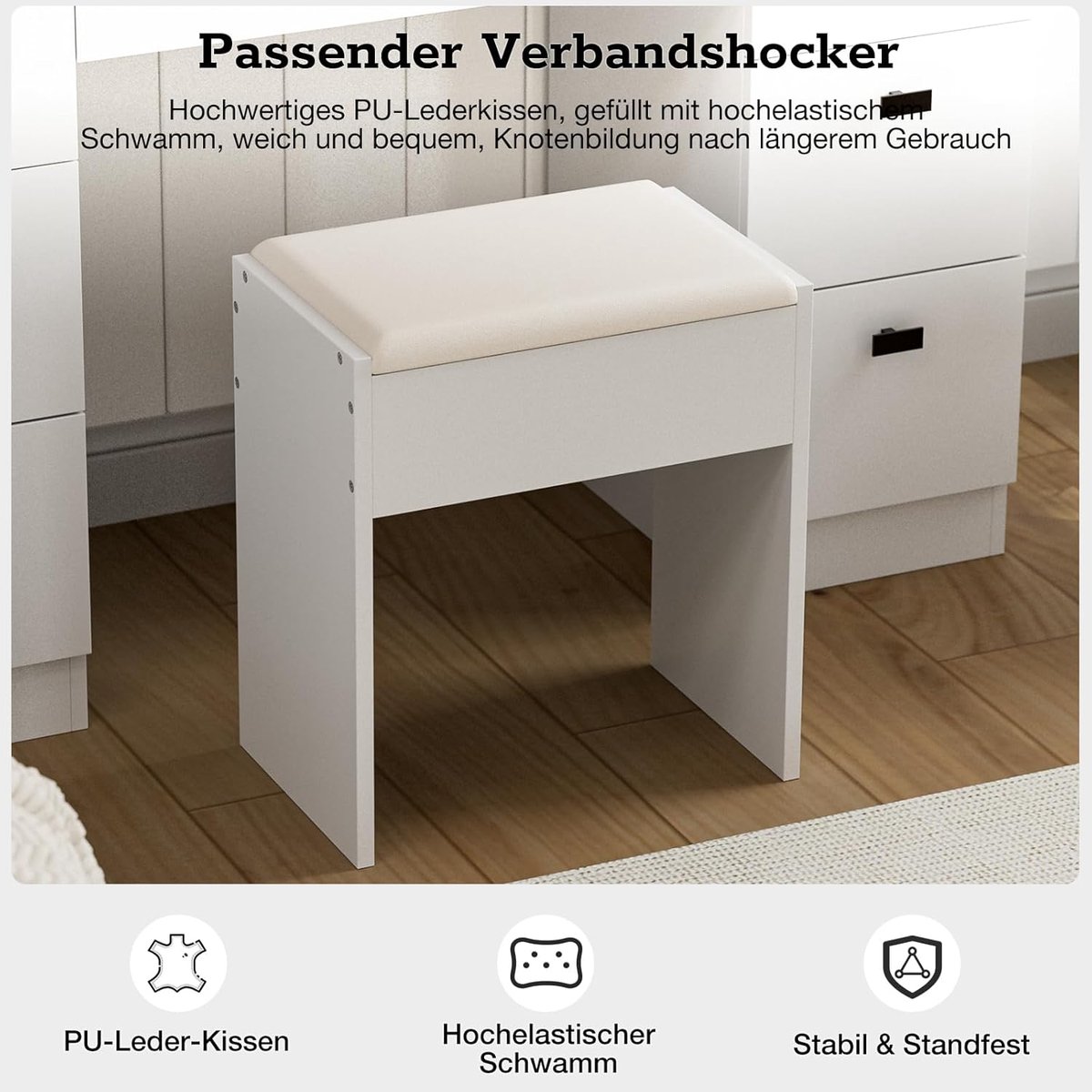 Make-uptafel met LED Spiegel en Stopcontacten 116,8 x 40 x 135 cm – Moderne Kaptafel met Touch Verlichting, 7 Laden, Oplaadstation & Kruk – Wit – Pauwhome