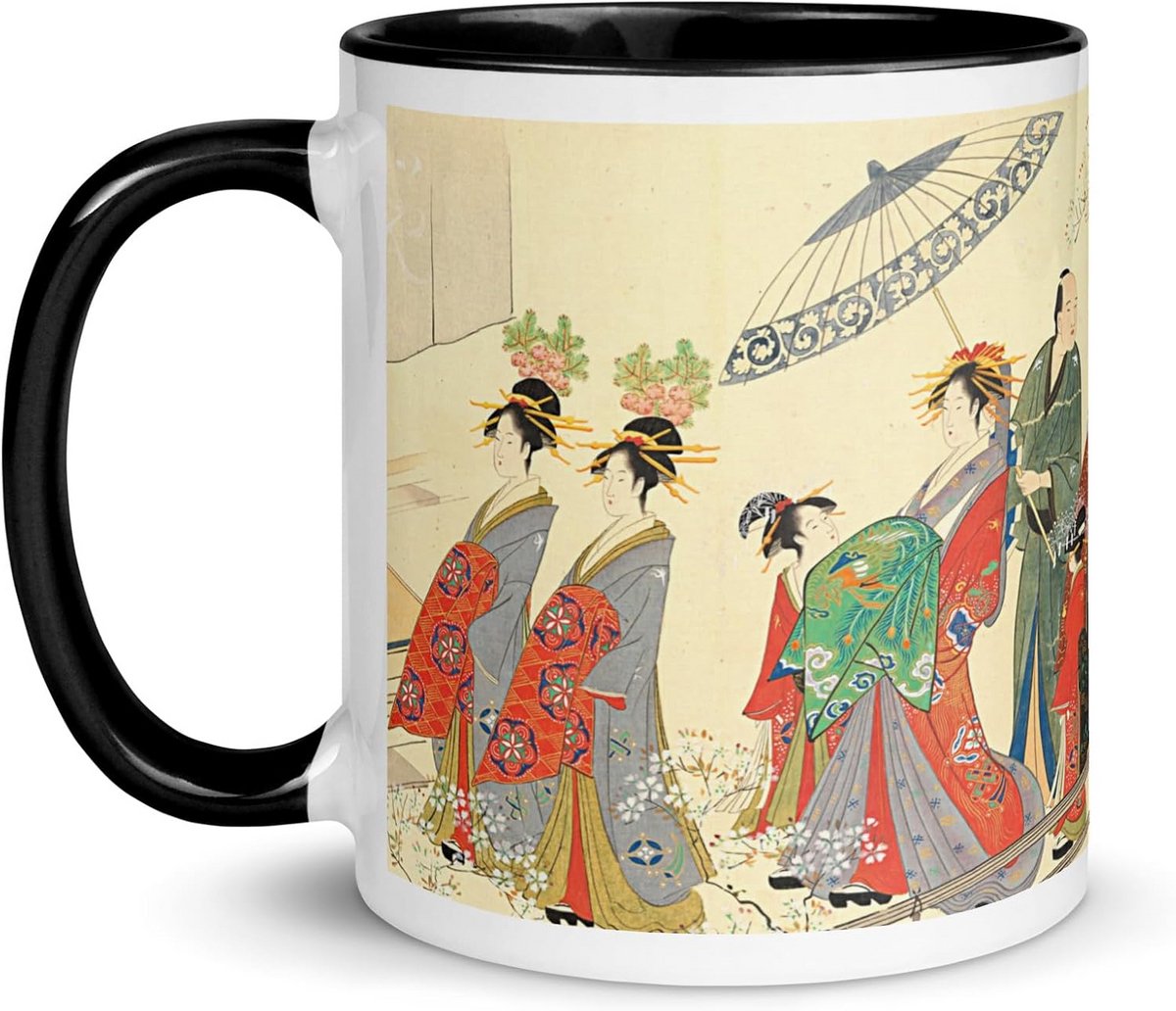 Japanse Theemok met Geisha, Samourai en Fuji Berg Landschap