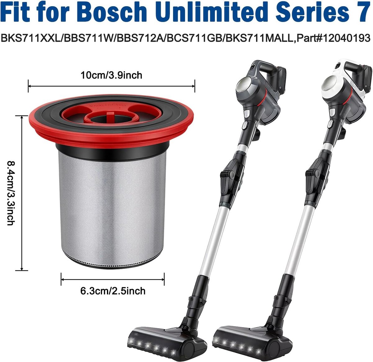 StarRing 1/2/4 PACK Vervangende Filter voor Bosch Unlimited Serie 7 Stofzuiger Accessoires, Wasbaar & Herbruikbare Filter Deel (2 stuks