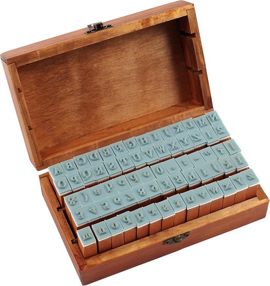 ZoeTekway 40 stuks letterstempelset, alfabet houten stempel, letters