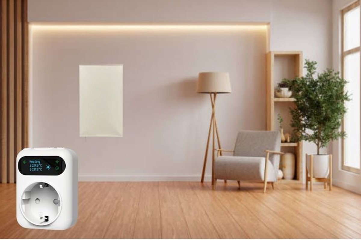 JustHeat® 600Watt Infrarood paneel - wandmontage - met externe WiFi stekker thermostaat - 600 Watt - 60 x 100 cm (meet kamertemperatuur op afstand van paneel)