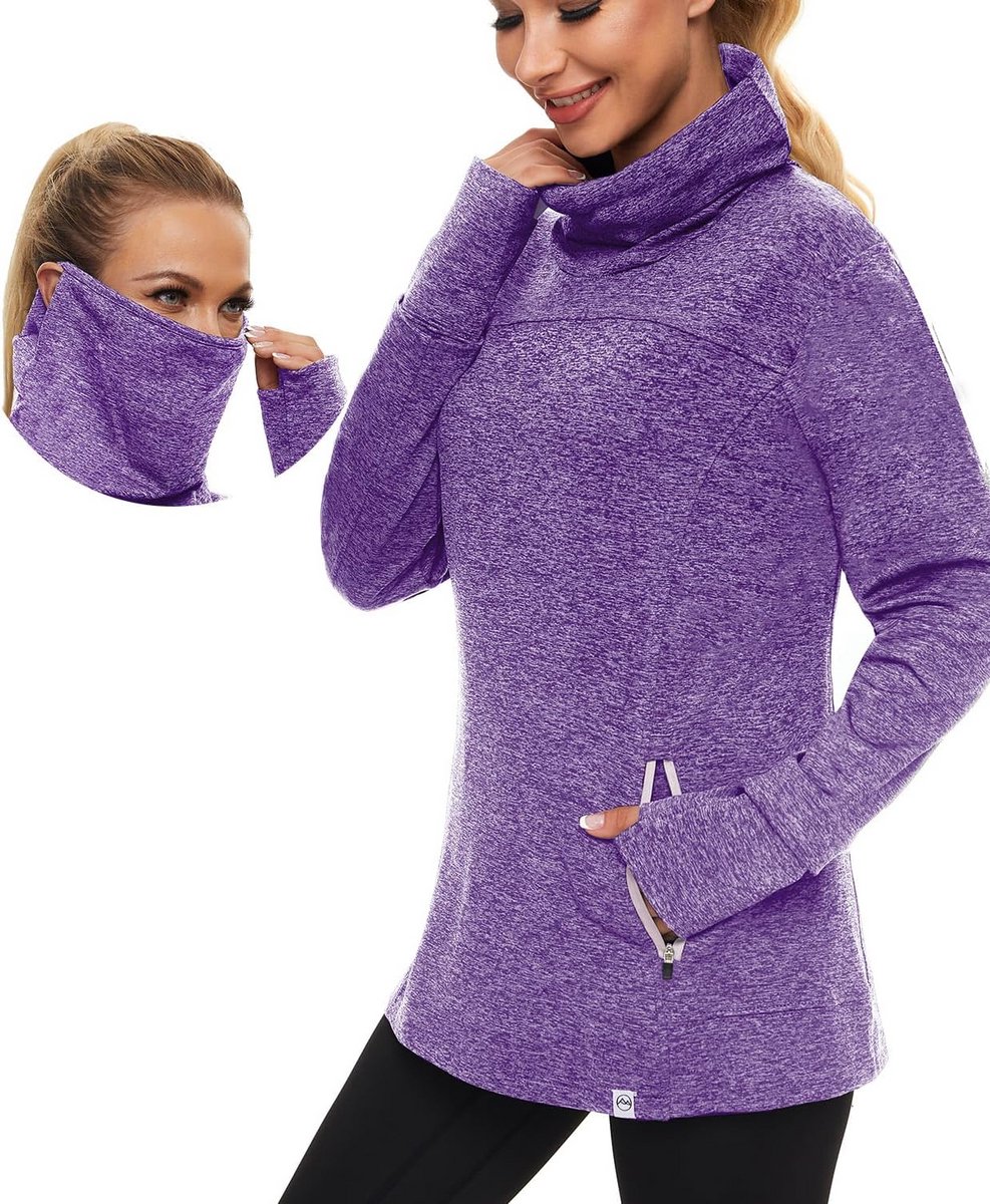 Warme Fleece Coltrui voor Dames met Lange Mouwen en Zakken - Ideaal voor Buitenactiviteiten