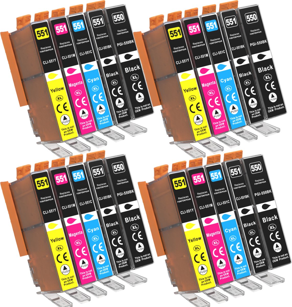 20x Inktcartridges 550XL 551XL Multipack - Compatibel met Canon PGI-550XL CLI-551XL - (5 Kleuren) - voor PIXMA MG5550, MG5650, IP7250, MX925, IX6850