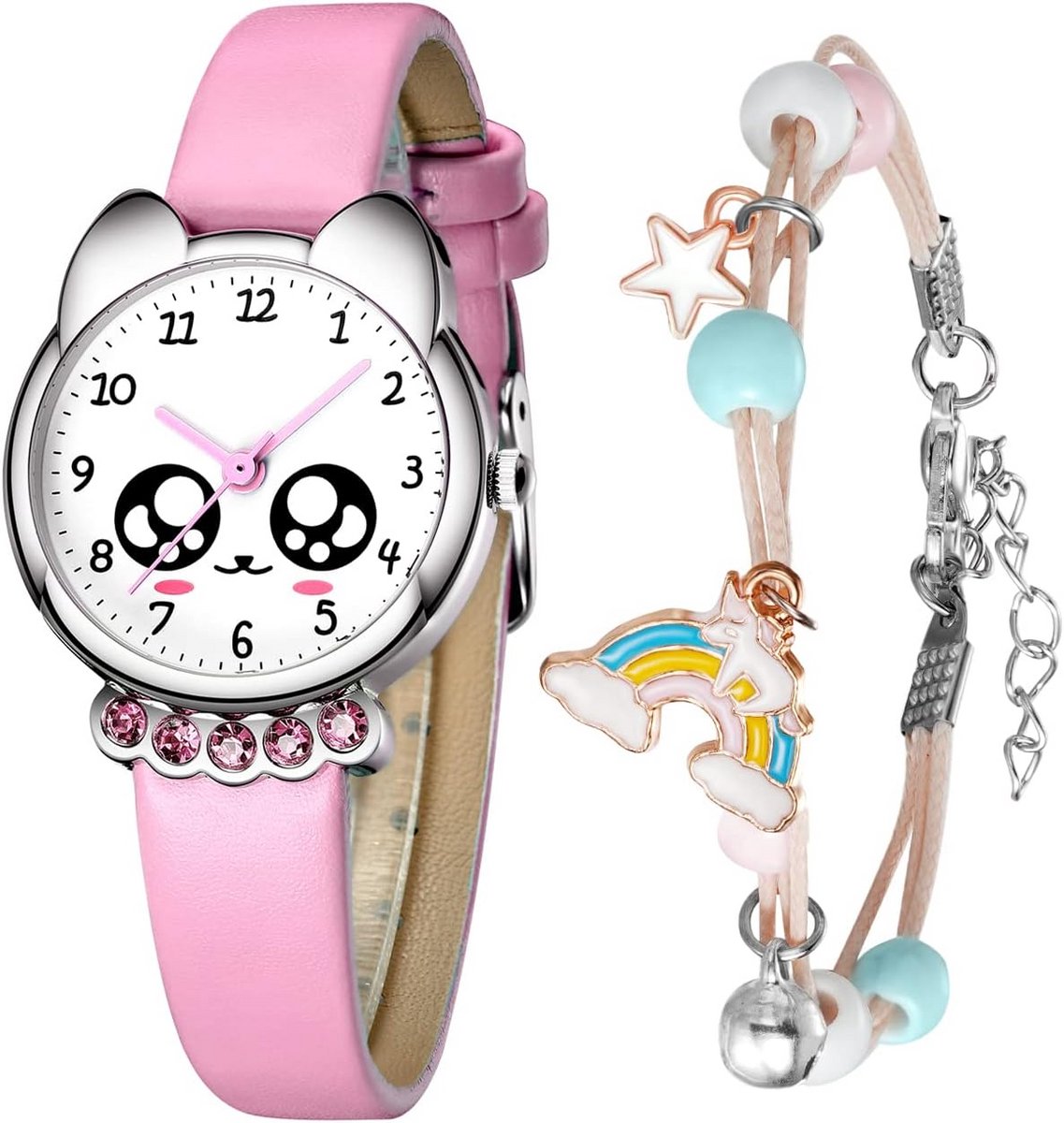 Kinderhorloge Analoog Leerhorloge voor Jongens en Meisjes met Tijd Leren Functie Kwartshorloge