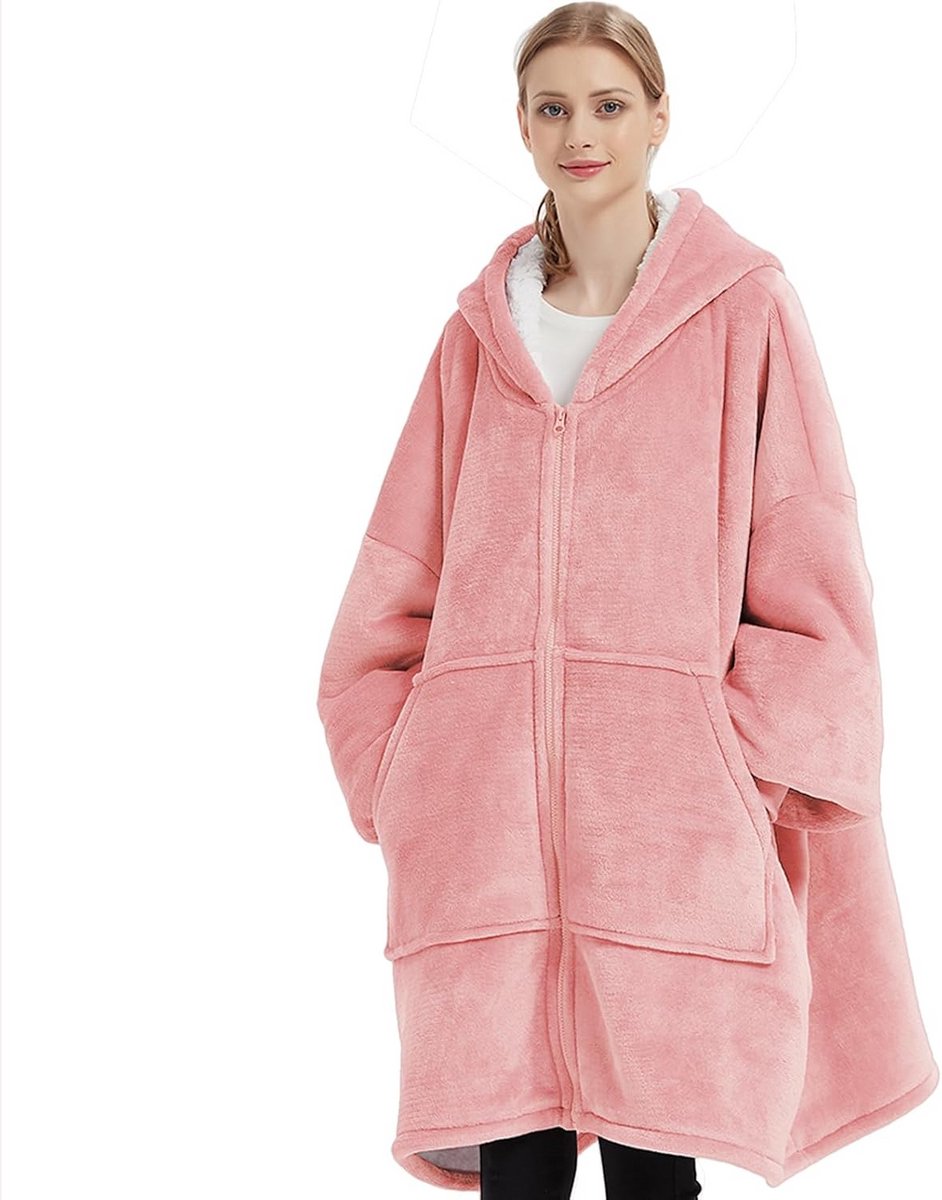 Oversized Draagbare Deken Hoodie met Capuchon voor Volwassenen