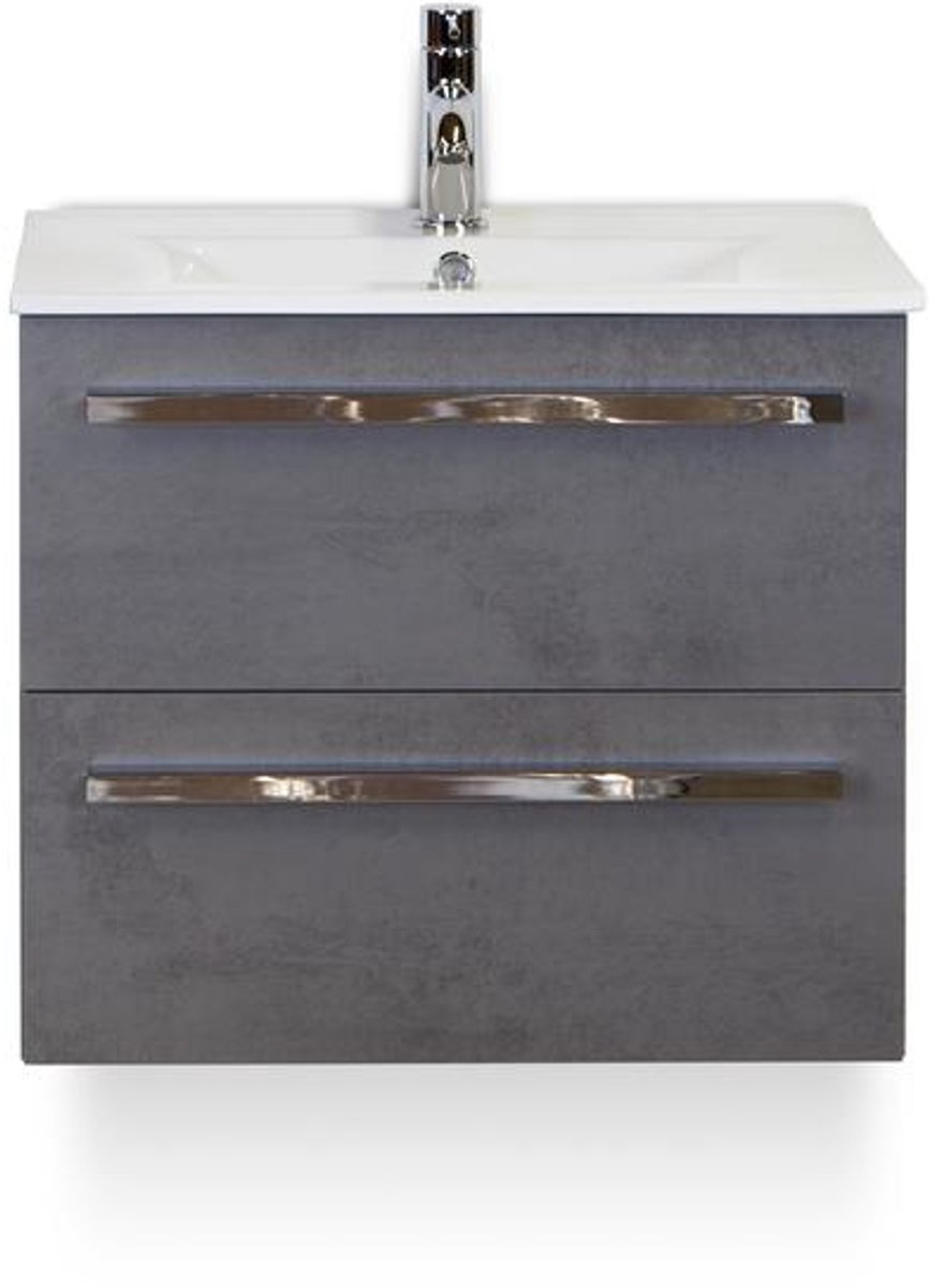 Seville Badmeubelset 60 cm - Beton Antraciet - Keramische Wastafel Wit Enjoy