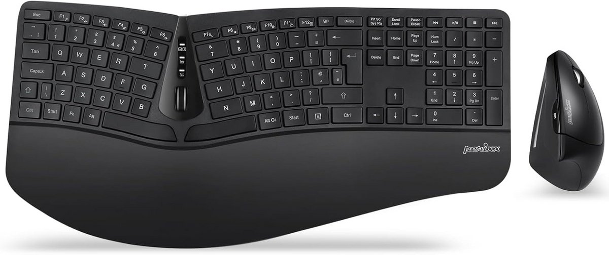 Ergonomisch Draadloos Split Toetsenbord met Verticale Muis Combo, Inclusief Polssteun
