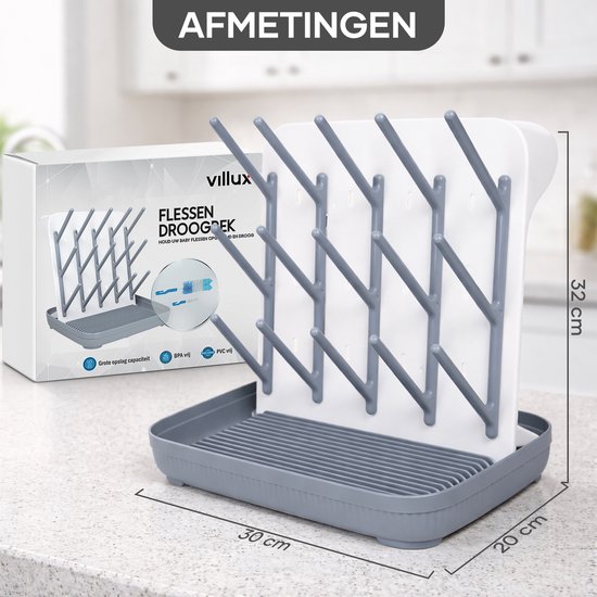 Villux Flessenrek Voor Baby - Flessenrek Baby - Flessen Droogrek - Droogrek Flessen - Flessenborstel Baby - Baby Voeding - Baby Flessen - Flessendrager van Villux — afbeelding 4