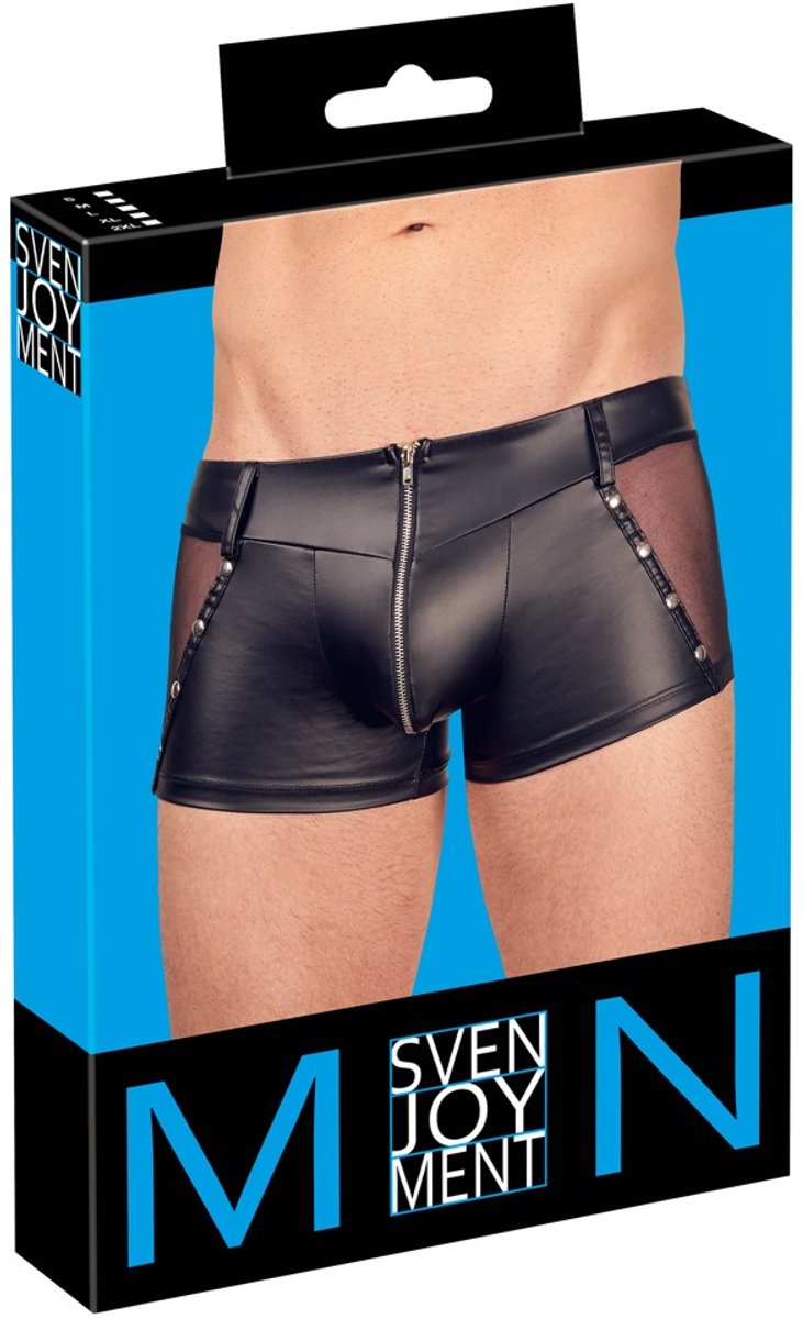 Wetlook Shorts met Studs en Inzetstukken
