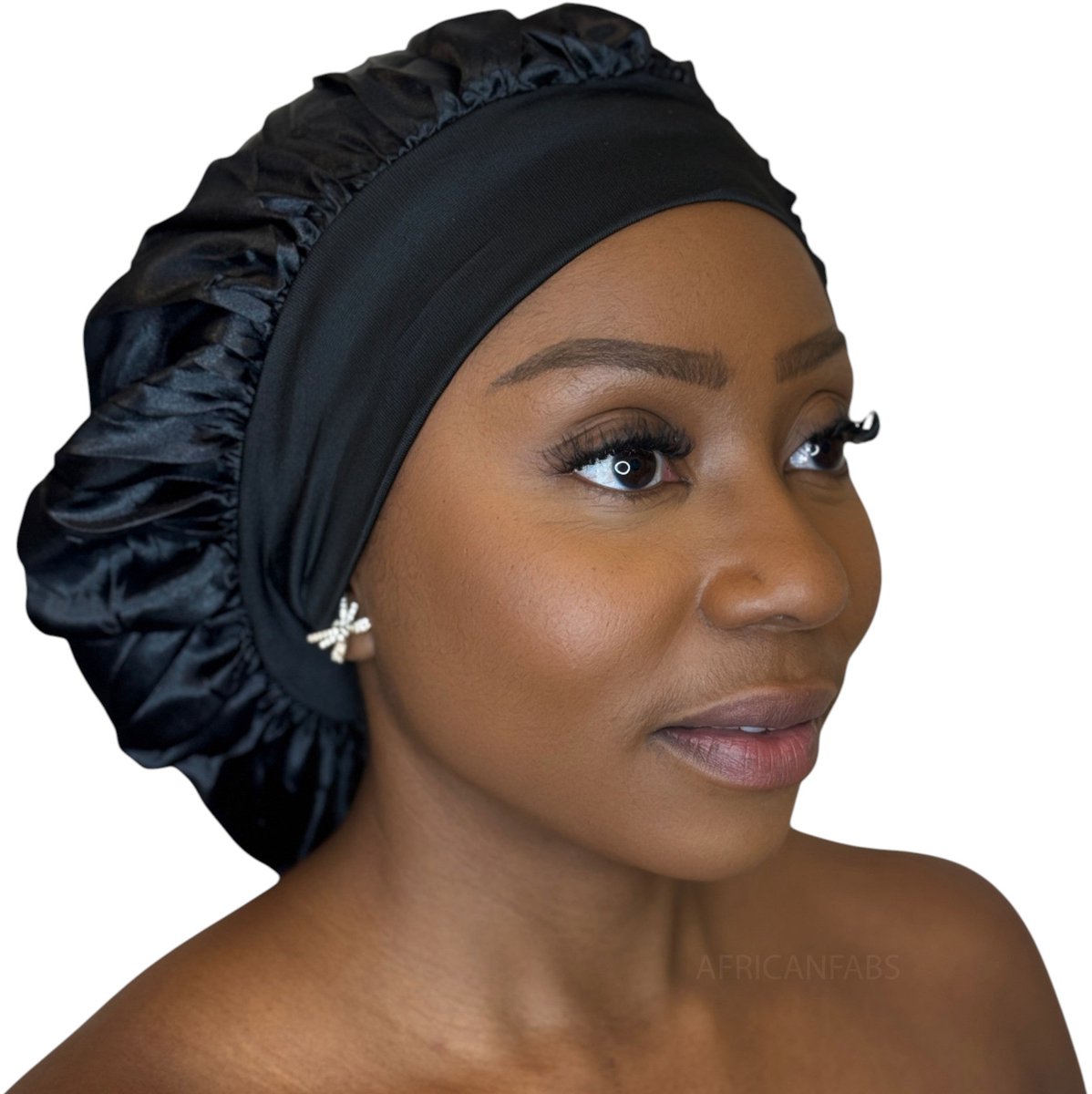 Satijnen Haar Bonnet - Zwart 30cm (Satijnen Slaapmuts ) – AfricanFabs®
