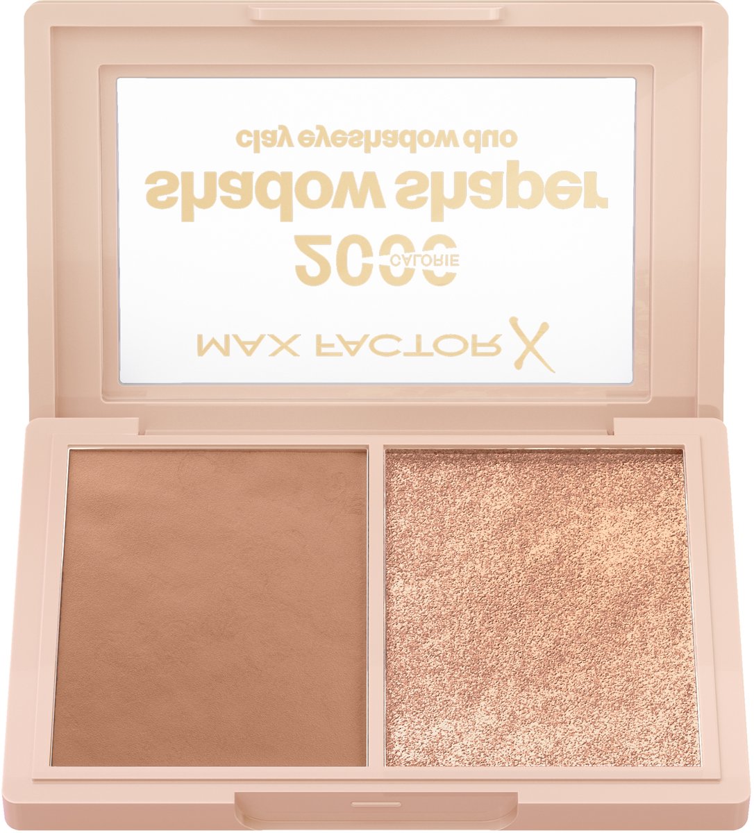 Max Factor 2000 Calorie Shadow Shaper Duo, 010 Bronze Glaze, oogschaduwpalet, oogcontour in 2 stappen, veerkrachtige kleiformule die in poeder verandert, 4 g