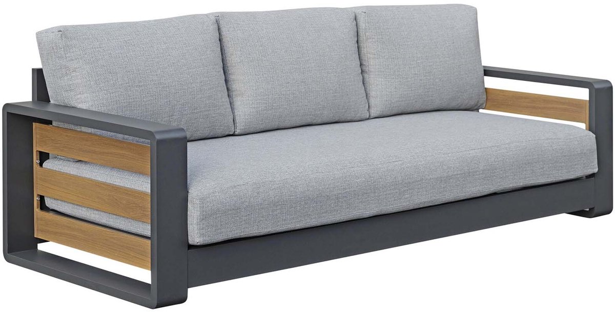 Loungebank Fosega | 3-persoons | Matt Black/Stone Grey | Aluminium