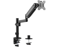 Gembird Verstelbare Bureau Monitorarm voor Enkele Monitor, 17–32 Inch, Tot 9 kg, 180° Rotatie Landschap/Portret, Kanteling 35°, 90° Zwenkbaar, VESA-compatibel, Kabelbeheer, Zwart