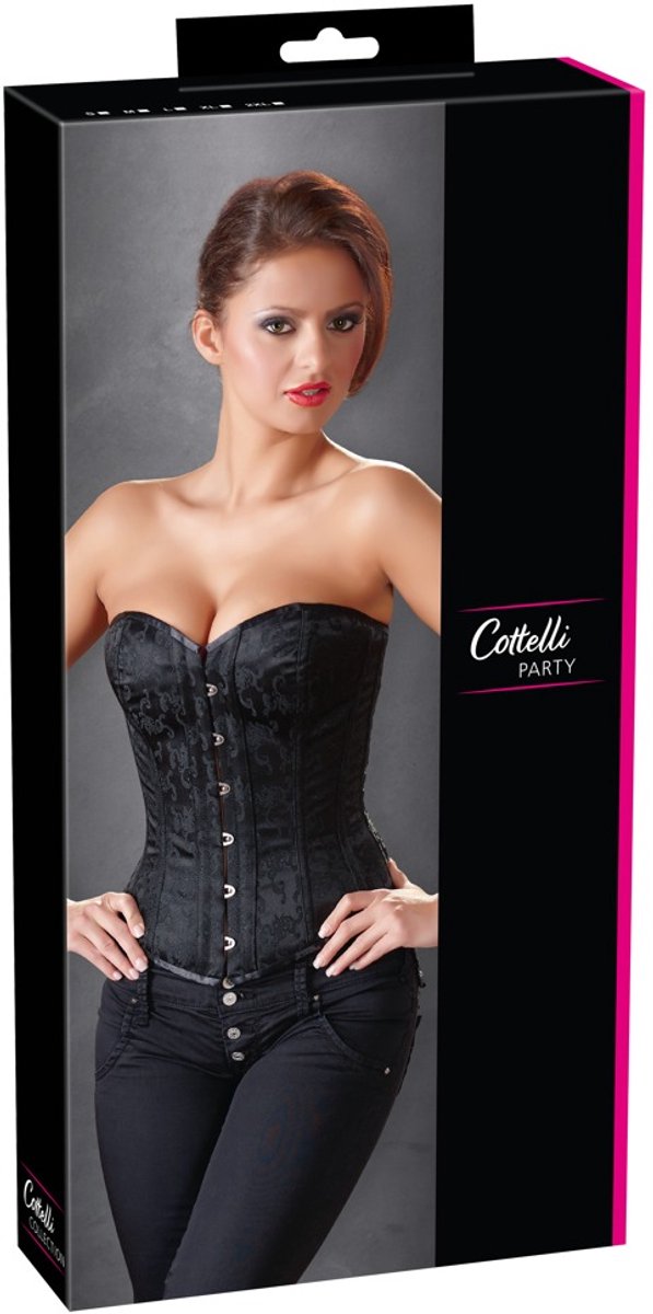 Cottellli Collection – Korset met Verwijderbare Bretels en Vetersluiting Seductief Variant – Maat 2XL - Zwart