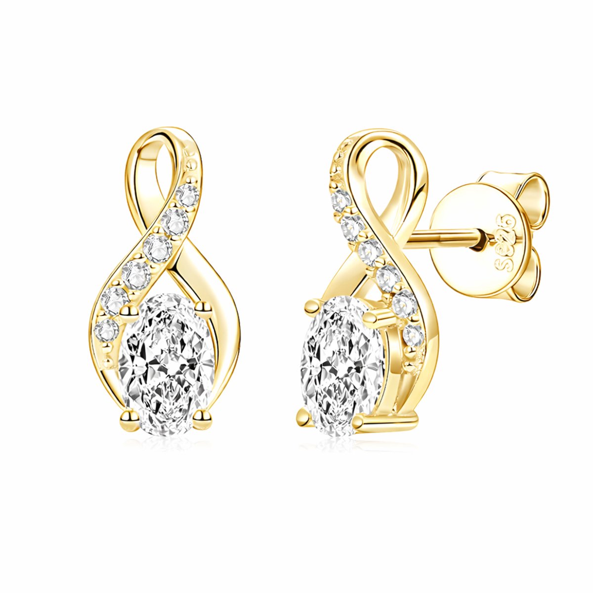 Lumici® Exclusive | GRA Gecertificeerde Moissanite Oval Stud Oorbellen - 1.00 CT - D VVS1 - Geelgoud Verguld S925 - Elegante Halo Luxe - Voor Haar - Verloving & Speciale Gelegenheden - Moederdag - Valentijnscadeau - Verrassing - Goud & Rhodium