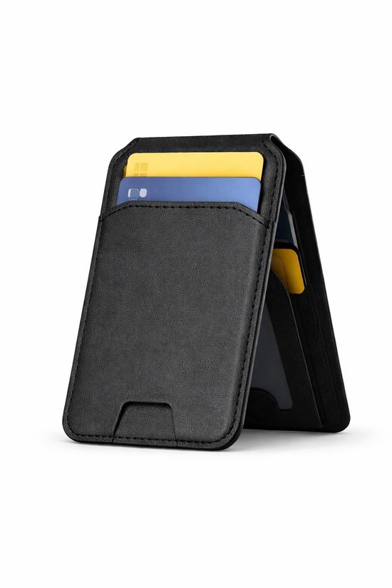 Étui portefeuille magnétique WAEYZ avec porte-cartes pliable et fermeture magnétique, compatible avec iPhone 12/13/14/15/16/17/ Pro/ Air/Plus/Max MagSafe - Zwart - Porte-cartes et support pour carte de transport en commun
