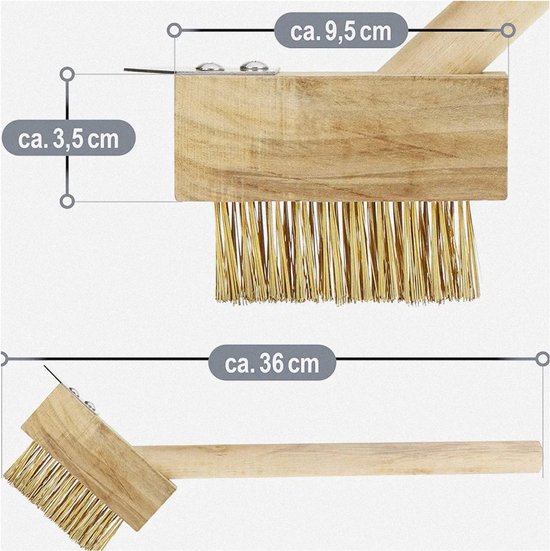 Onkruidborstel met stalen haren - 2 stuks - Houten steel — afbeelding 4