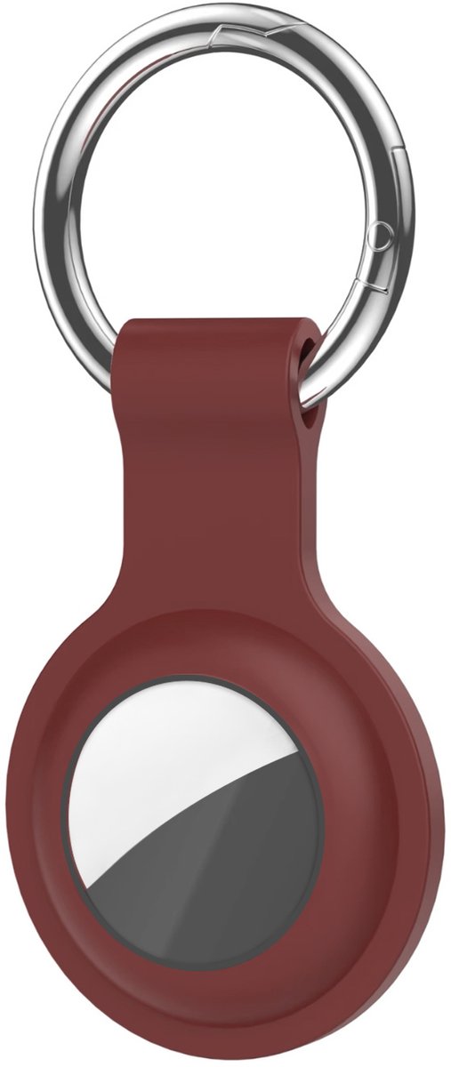 Nereb - Sleutelhanger Geschikt voor AirTag - Siliconen Houder, Hoesje, Hanger - Rood