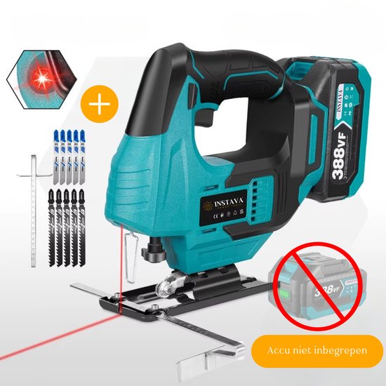 Makita 18 V Decoupeerzaag D-greep 2,0 Ah accu (2 st), snellader, in
