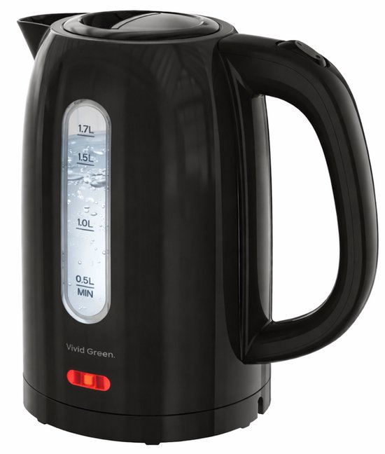 Waterkoker - 1,7L - 2200W - Met Uitneembaar Kalkfilter - Zwart - Vivid Green