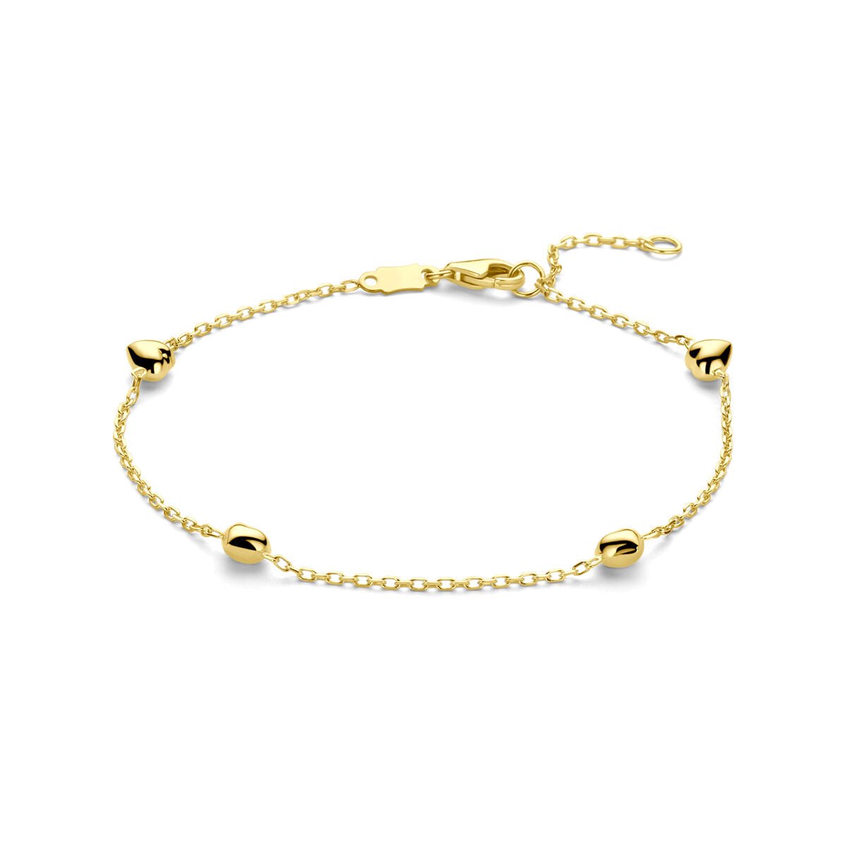 14K geelgouden armband hartjes 16 - 18 cm - 4034639